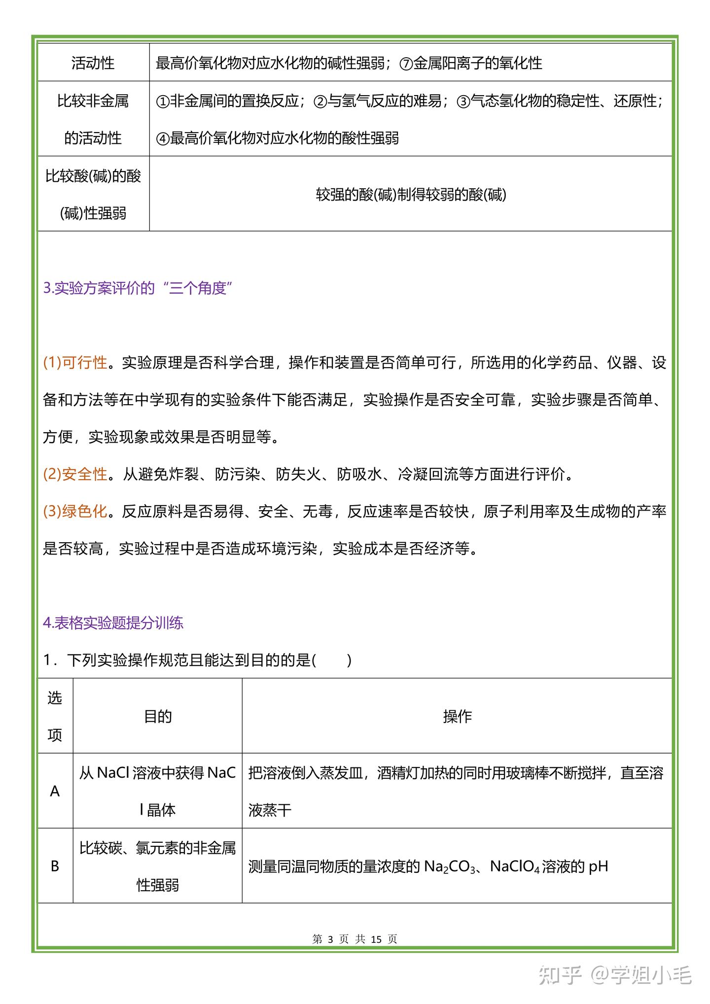 高中化学实验题表格干货答题技巧 - 知乎