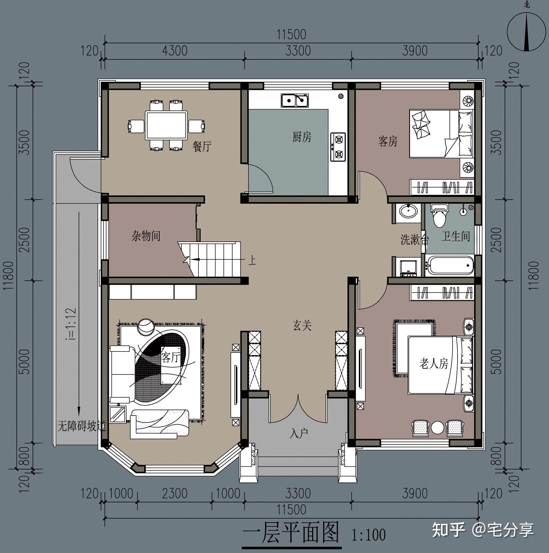 5米*11 8农村自建房别墅设计图