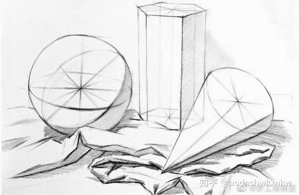【素描几何石膏范图 步骤图】 关键词:照片对画 结构素描 - 知乎