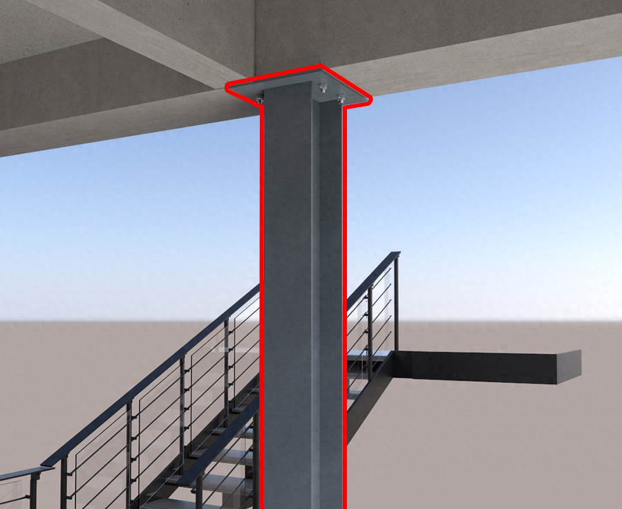 混凝土梁底部植入化学锚栓固定钢板,h型吊柱直接与钢板满焊,后做化学