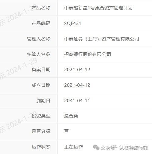 姜超中泰资管产品净值0.61