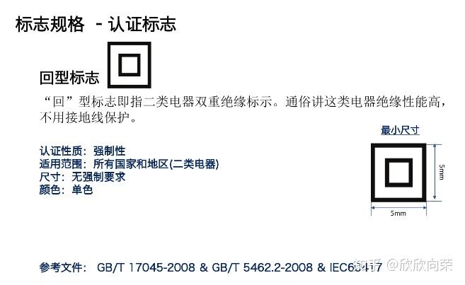 它是雙重絕緣的意思,通俗的講這類電器絕緣性能高是不需要接地線保護