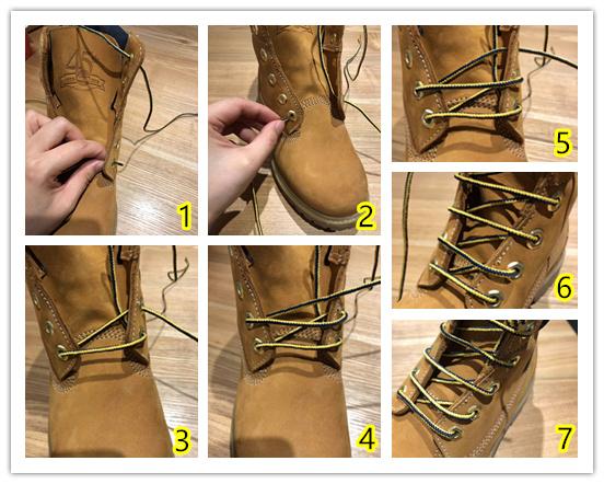 长筒靴子鞋带系法图片