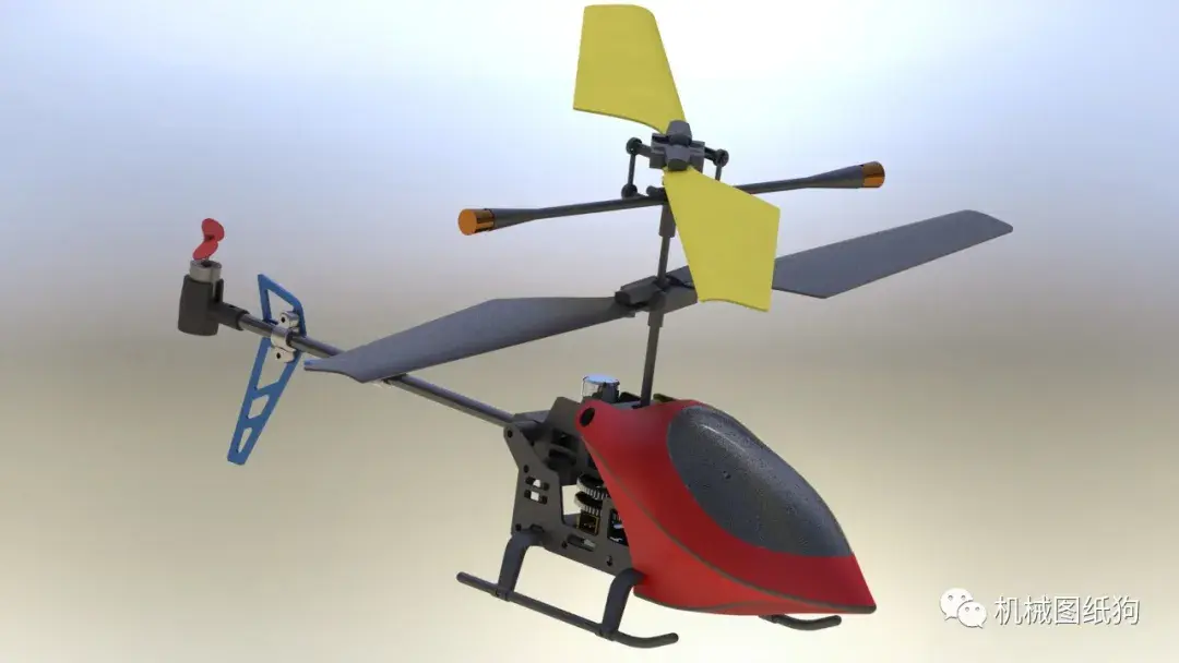 飞行模型minirchelicopter遥控直升机简易3d图纸solidworks设计