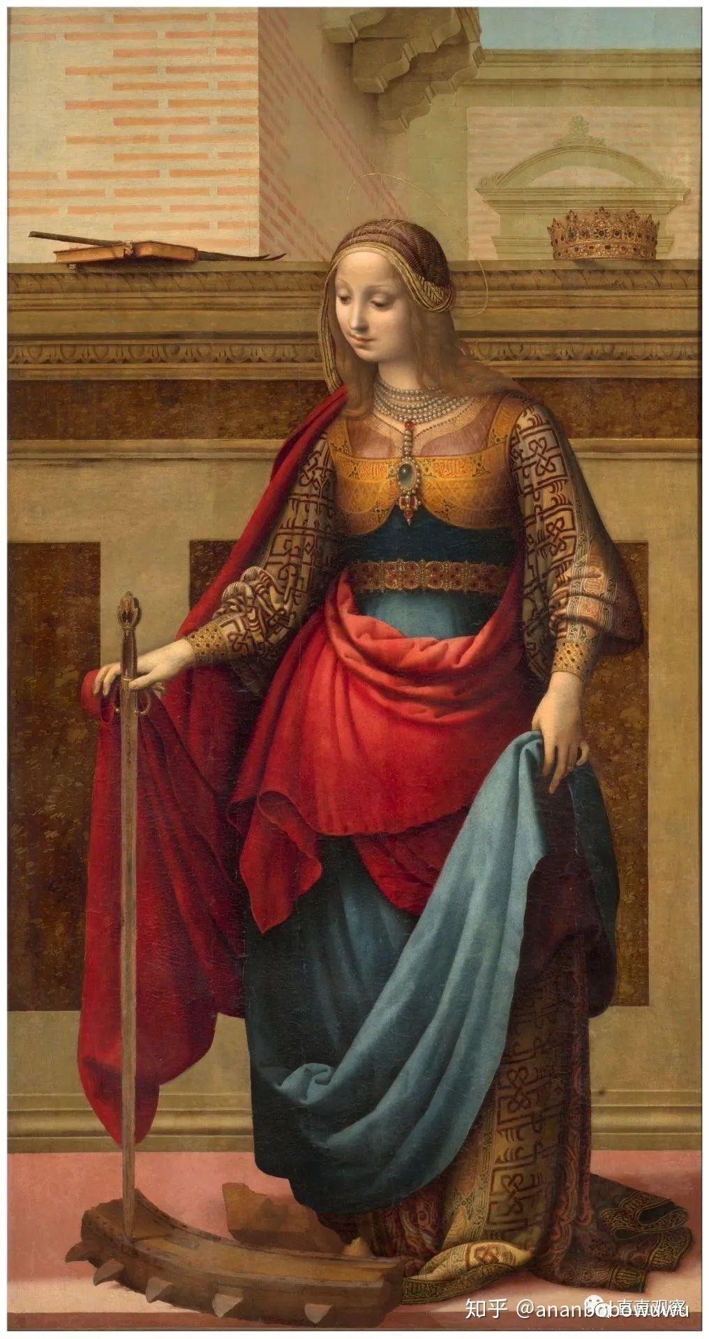 圣加大肋纳santacatalina板上油画