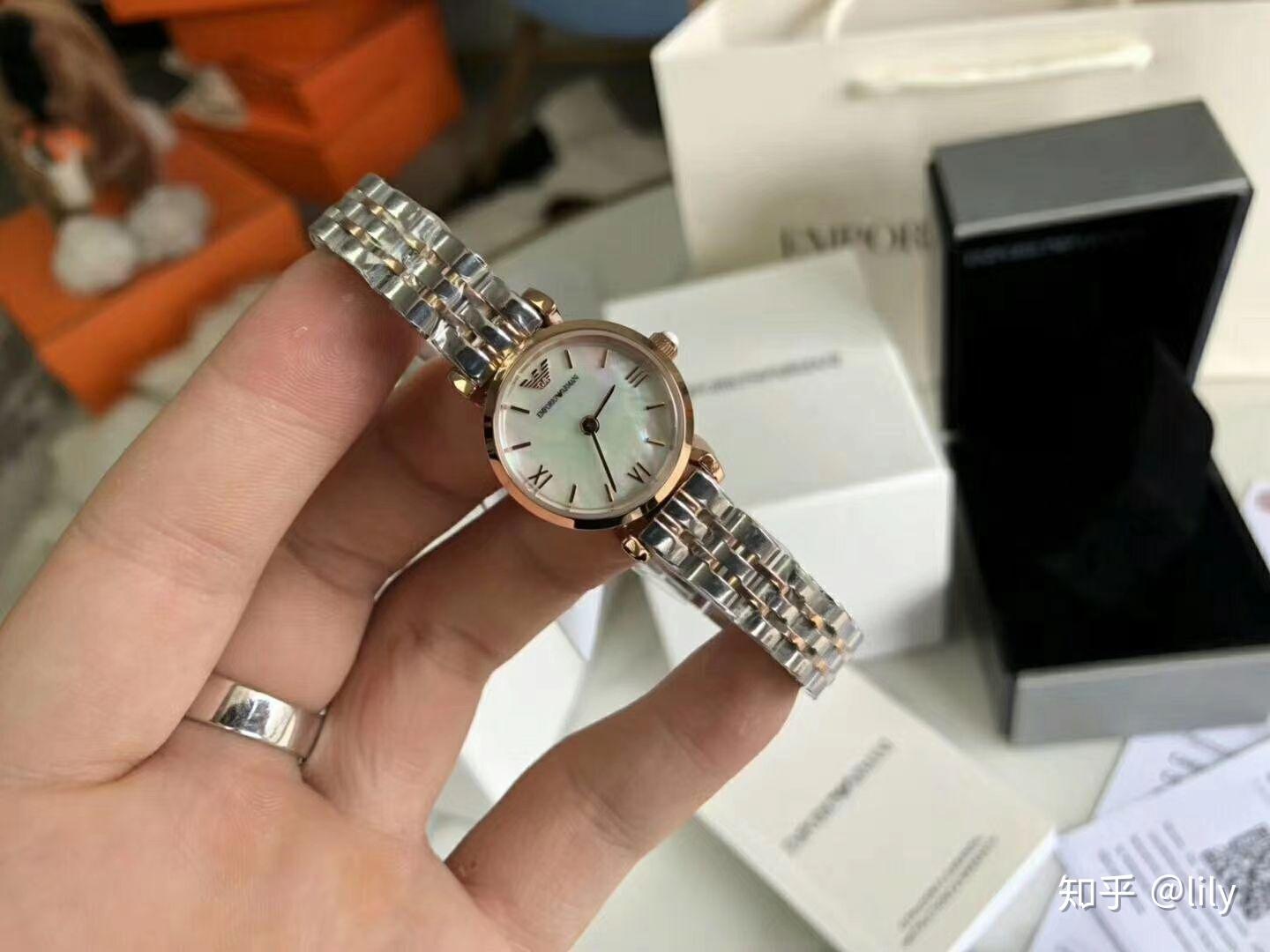 armani阿玛尼小巧精致钢带女士手表型号ar1764钢带石英表