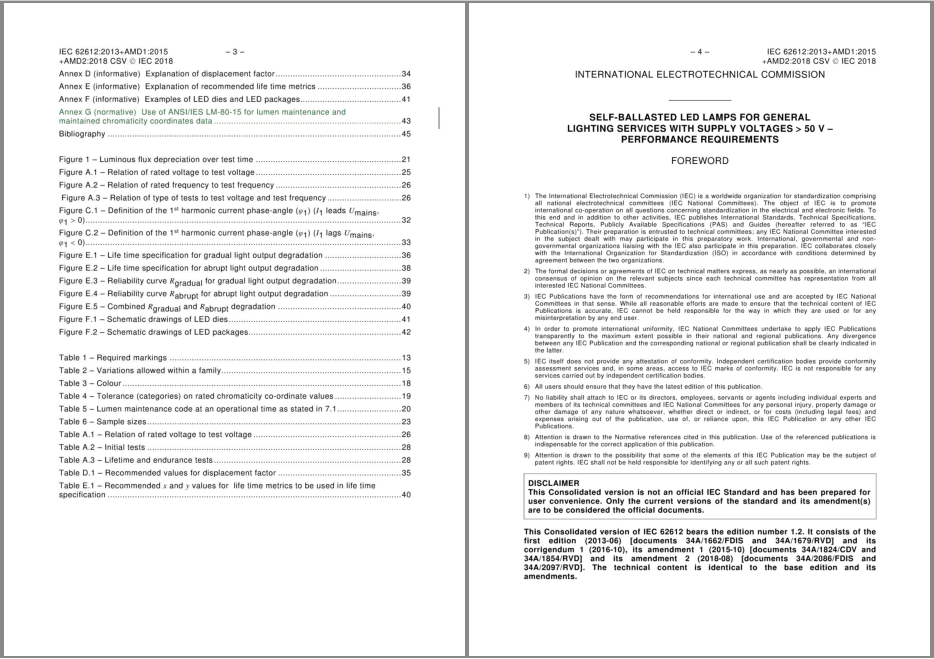 IEC 62612-2018【中文版翻译+PDF原版】电源电压＞50V普通照明用自镇流发光二极管灯 性能要求 - 知乎