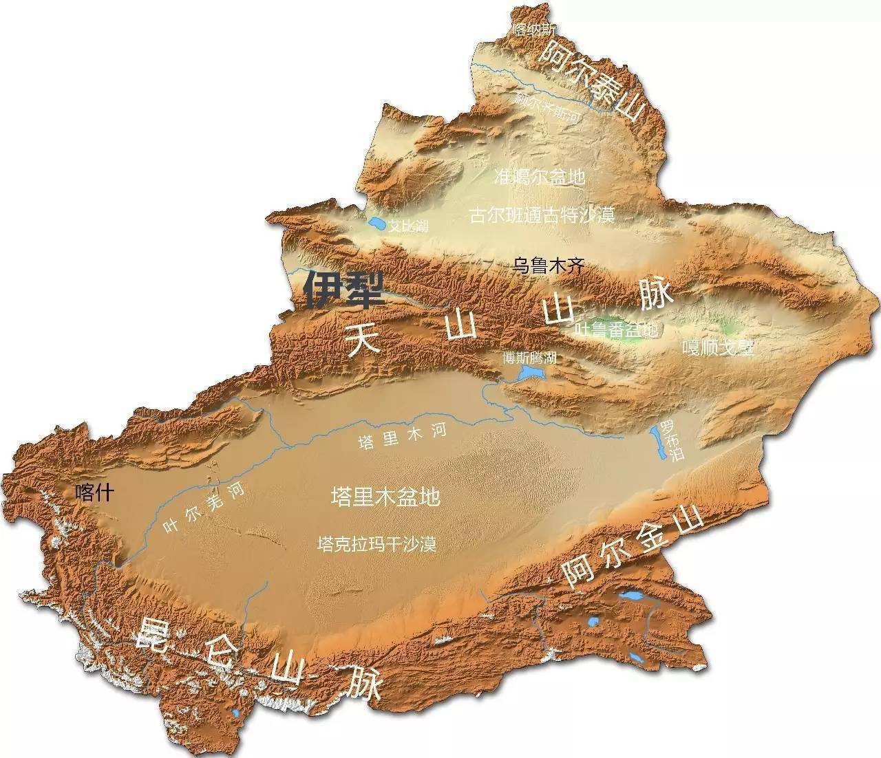 中国地形图沙漠图片