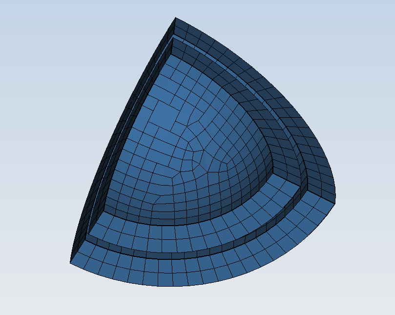 1 m,外球壳半径为 0.105 m和 0.125 m,模型取1/8对称模型.