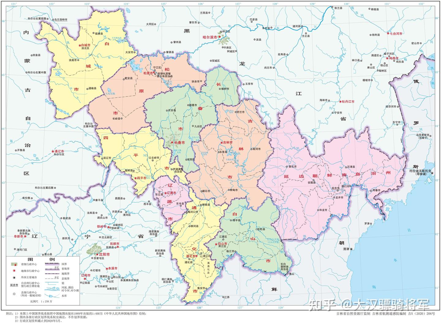 吉林省和9地级市州高清行政地图 - 知乎