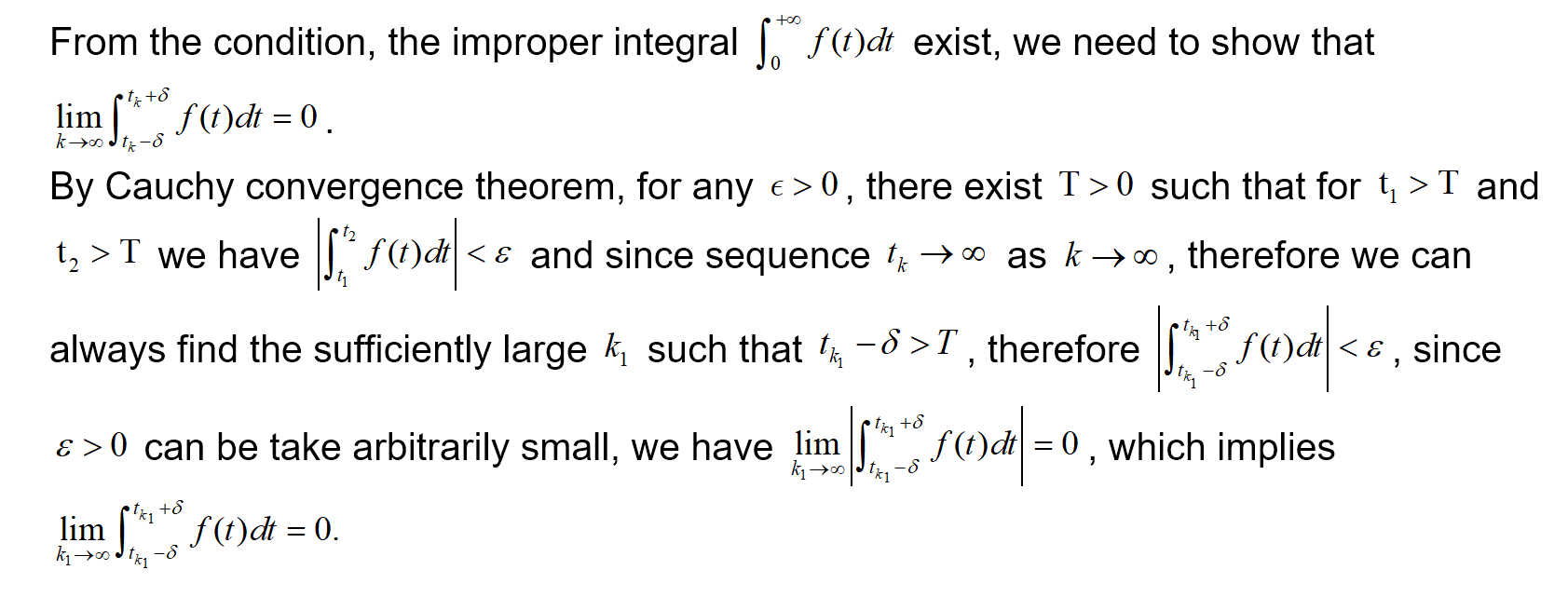 关于反常积分的柯西收敛准则?
