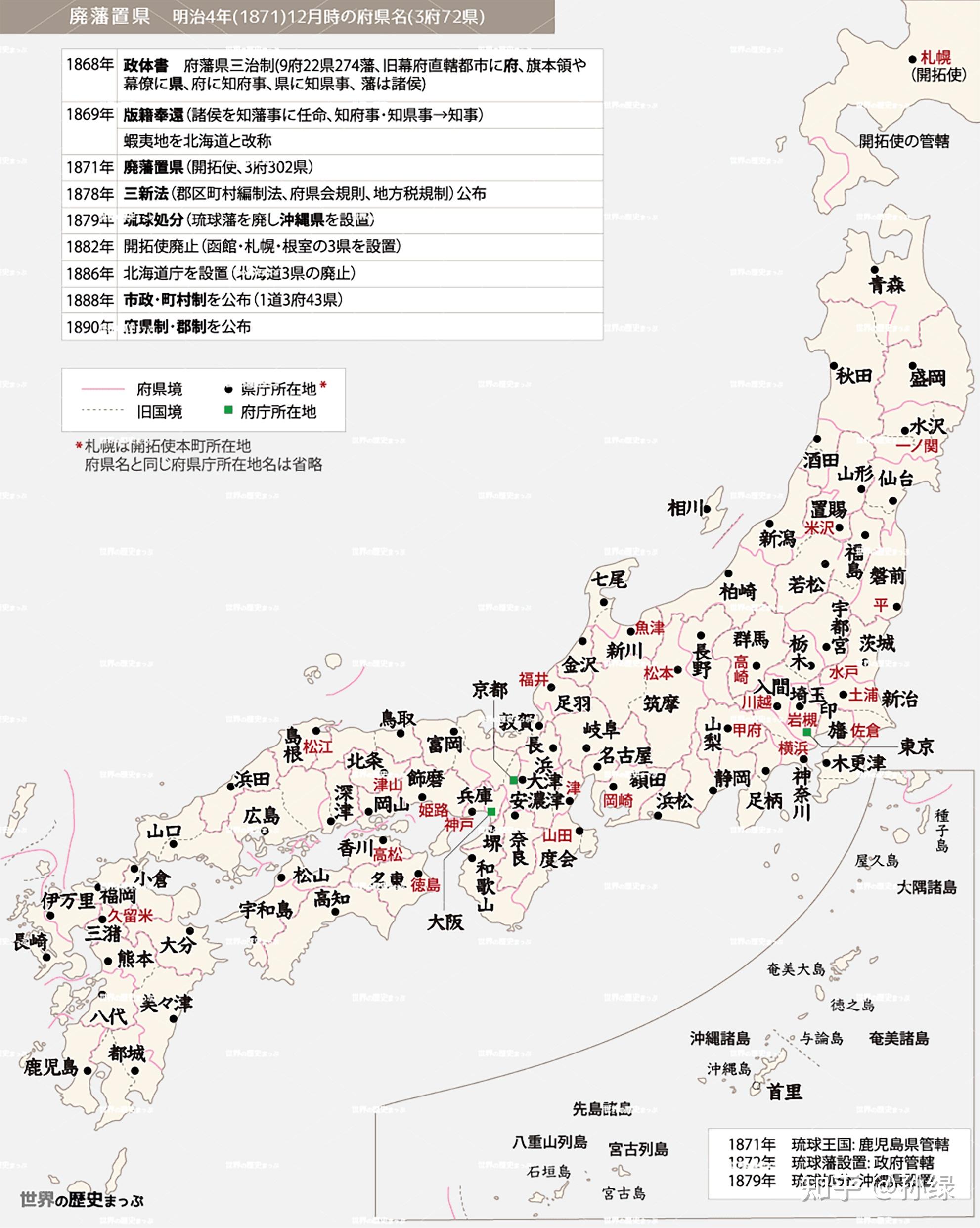 com)▼府县制初期设立及改革的进程(图:小堀鞆音/wiki)▼从中央机构到