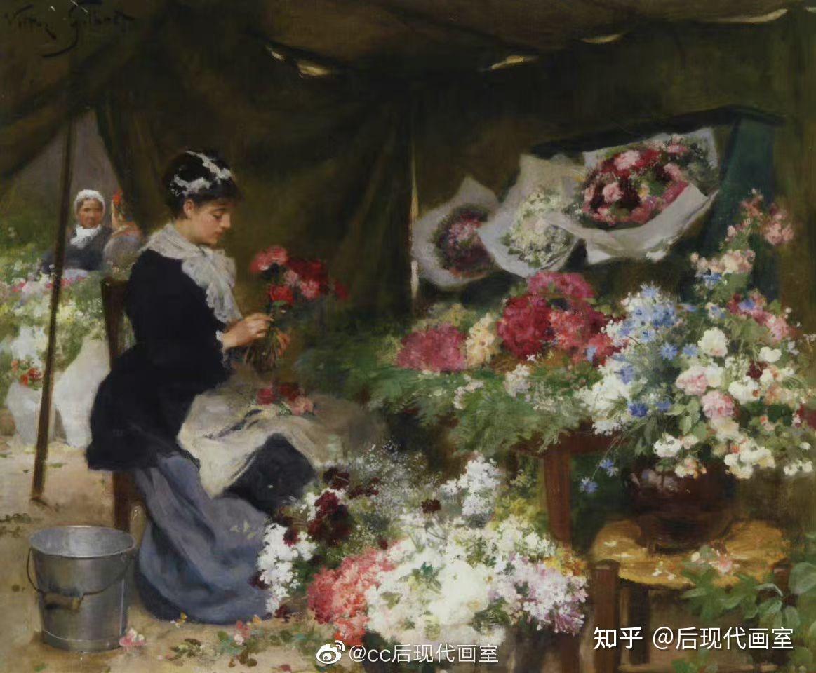 100多年前的巴黎花市。作者：法国画家Victor Gabriel Gilbert - 知乎