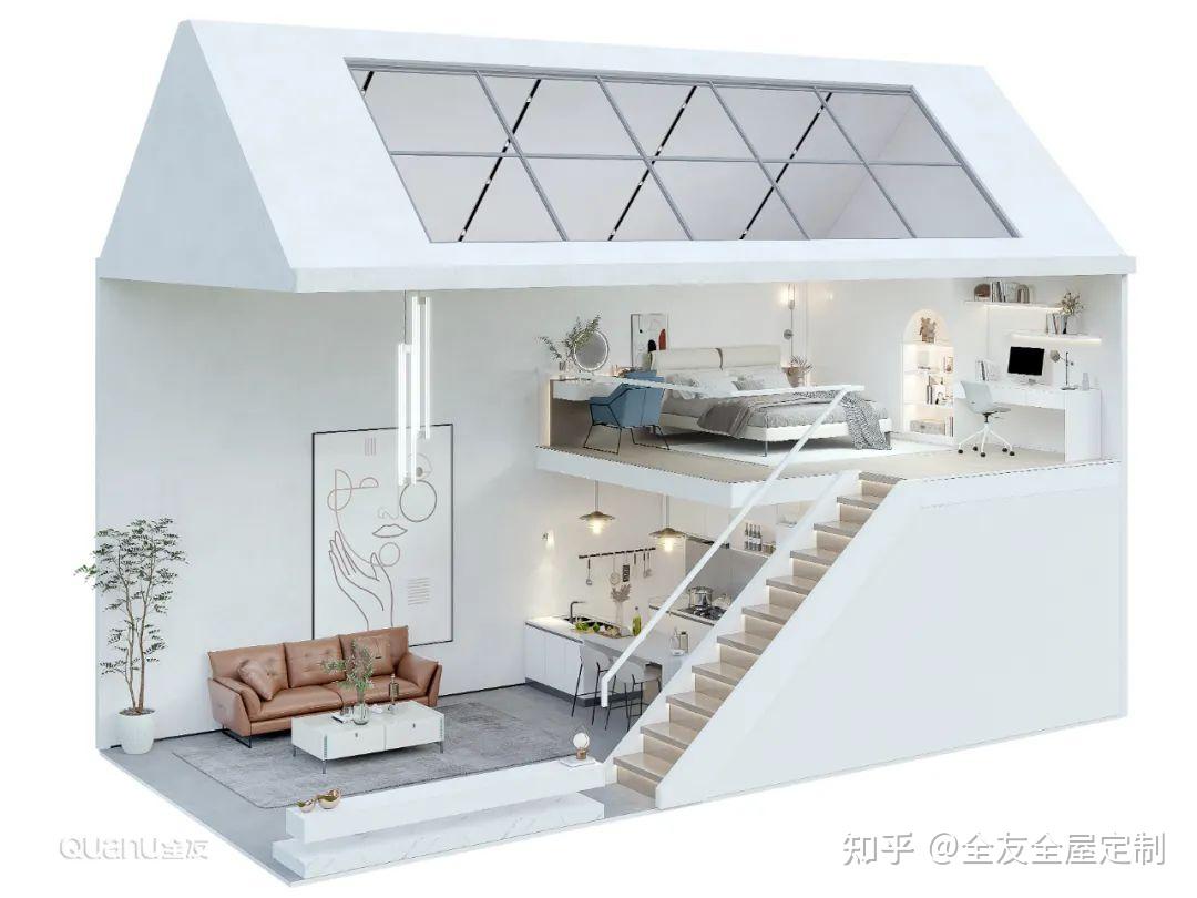 全友全屋案例丨梦想中的极简LOFT，巧用楼梯间，比豪宅还敞亮！ - 知乎