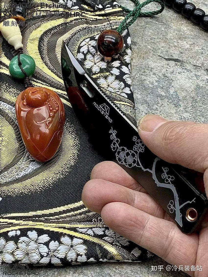 rockstead花田洋长chouetchingyxr7刃材硬度65hrc完美镜面雕刻梅花柄