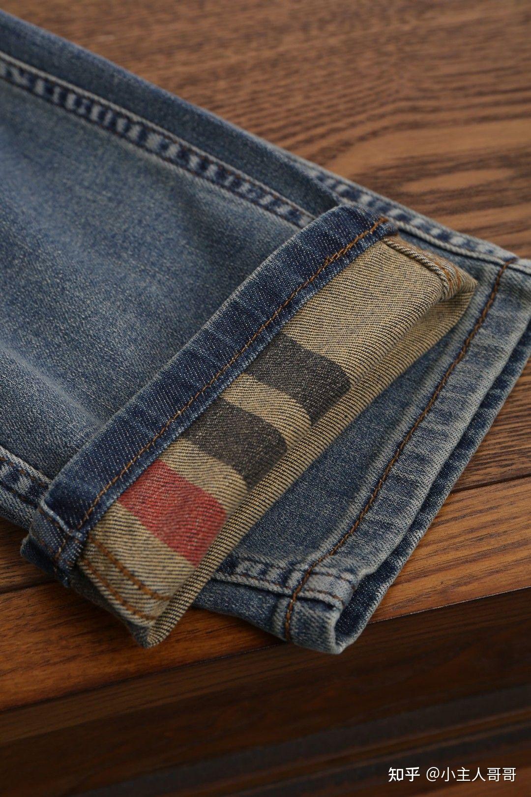 巴宝莉burberry裤脚内格纹牛仔裤