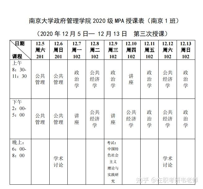 南京大学mpa公共管理课表