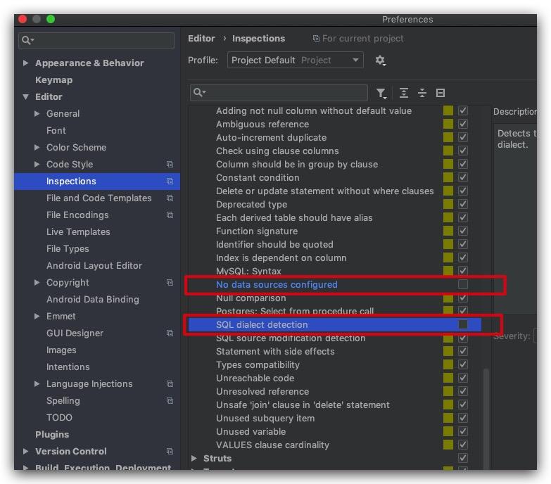 将上文的 "no data sources configured" 和 "sql dialect detection"