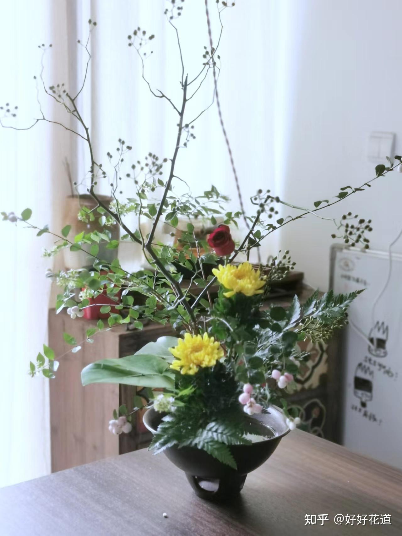 好好花道系列--8月30日中式插花--碗花 - 知乎