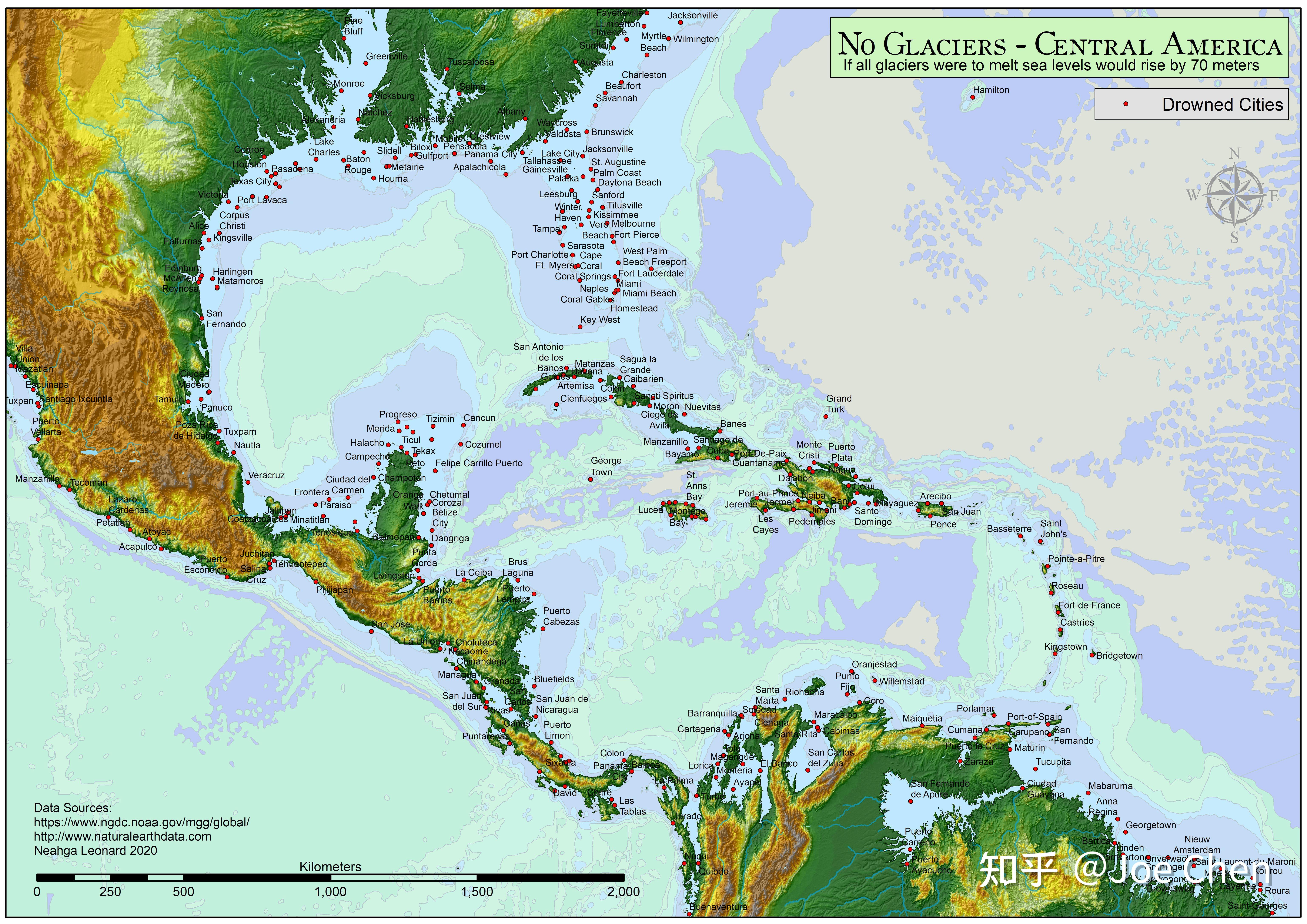 海平面上升70米的世界