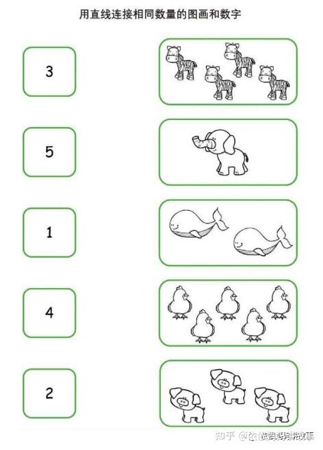 幼儿数感启蒙训练，连接数量相同的图框与数字，49页pdf电子版 - 知乎