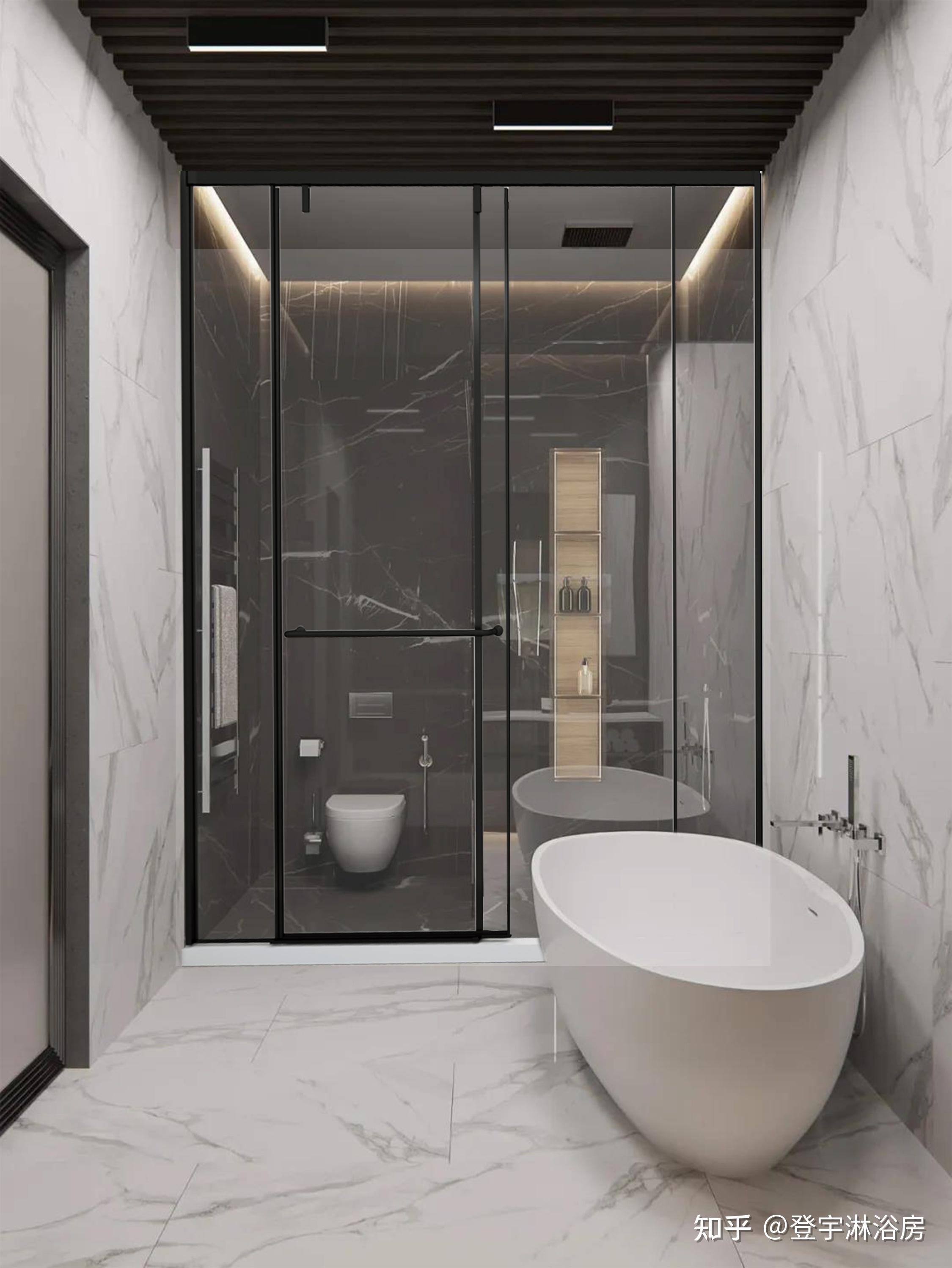 案例分享77㎡轻奢浴室靠登宇一门两用淋浴房高颜值淋浴房出圈