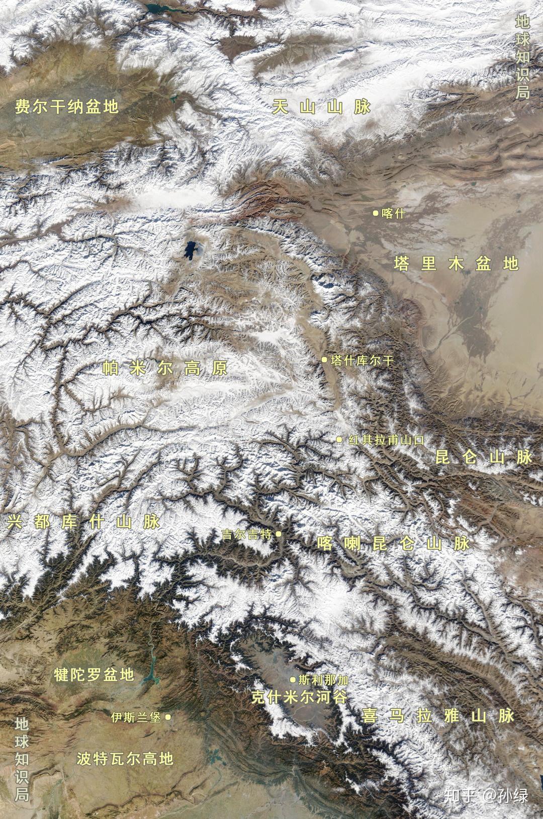克什米尔地形图高清图片