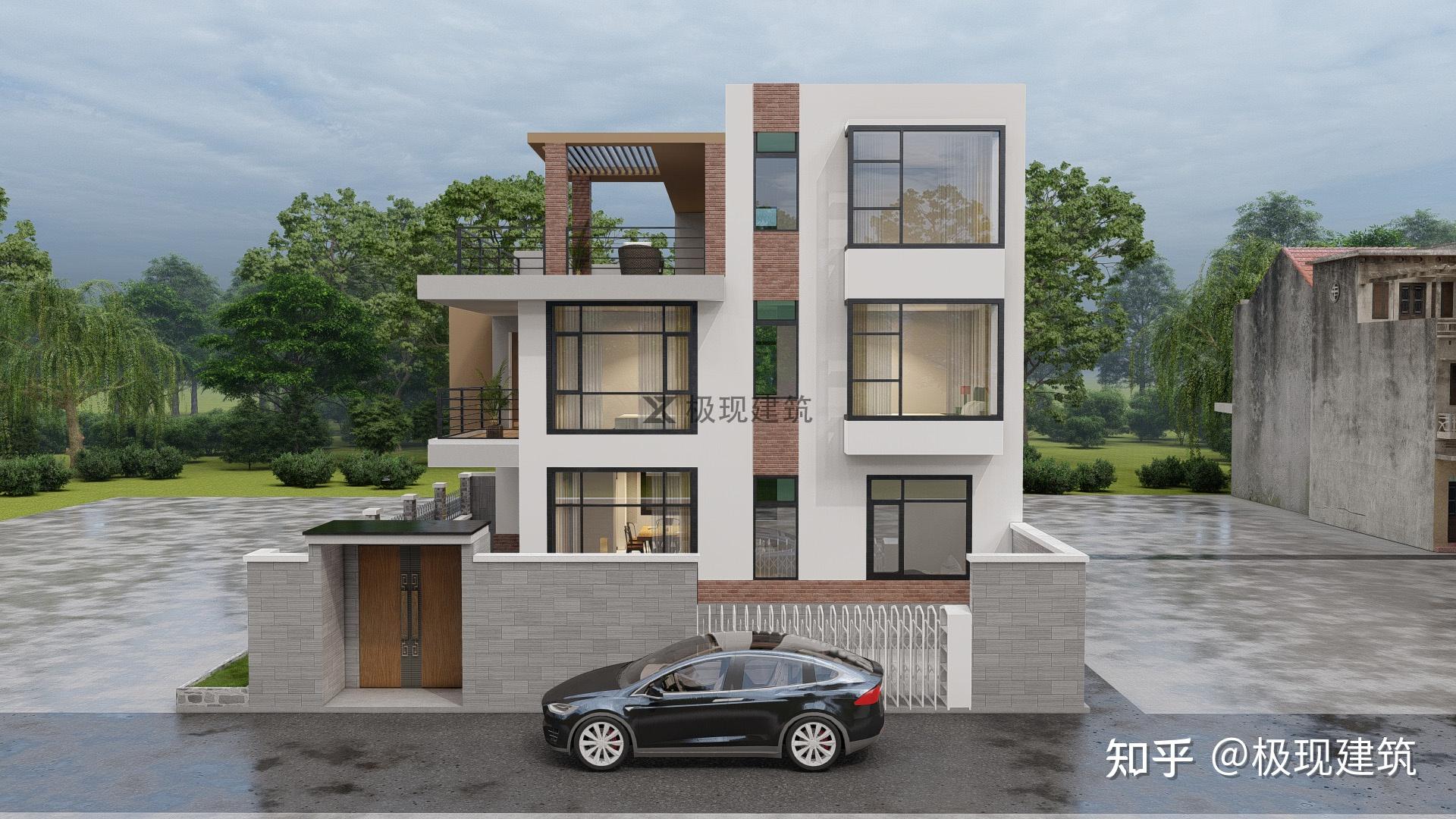 占地120平两层半现代风格自建别墅设计方案 - 知乎