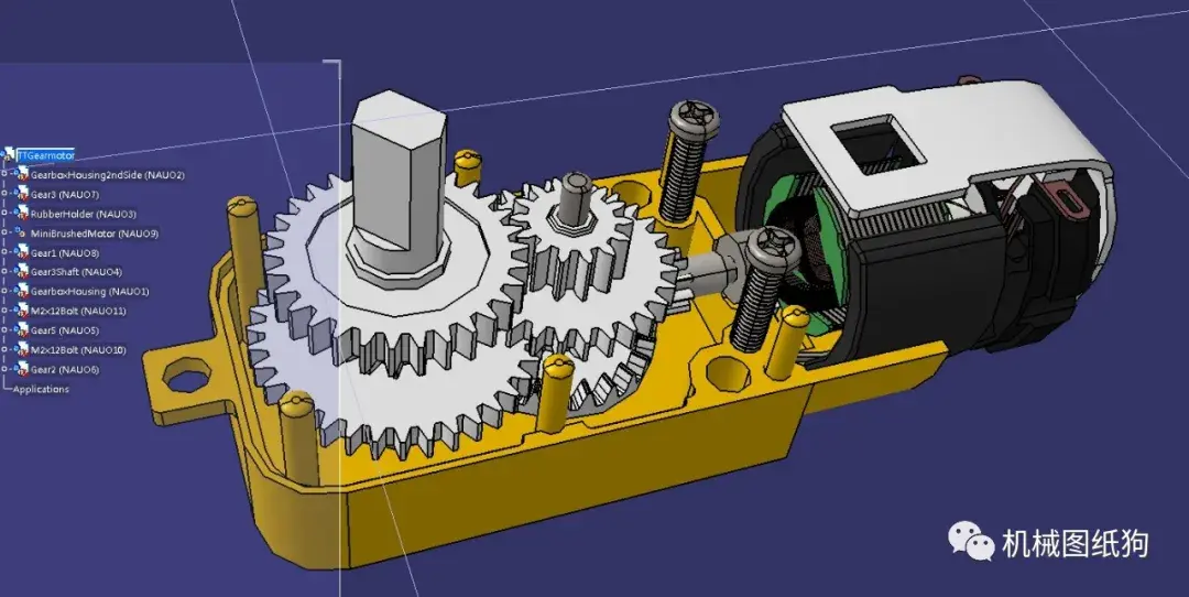 发动机电机tt有刷电机齿轮马达3d图纸step格式