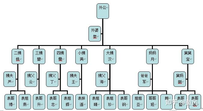 家族谱系结构图三代图片