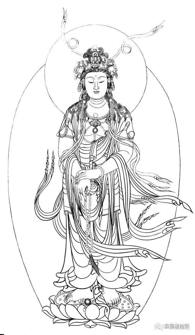 我是雕刻师图赏线描雕刻手稿观音像