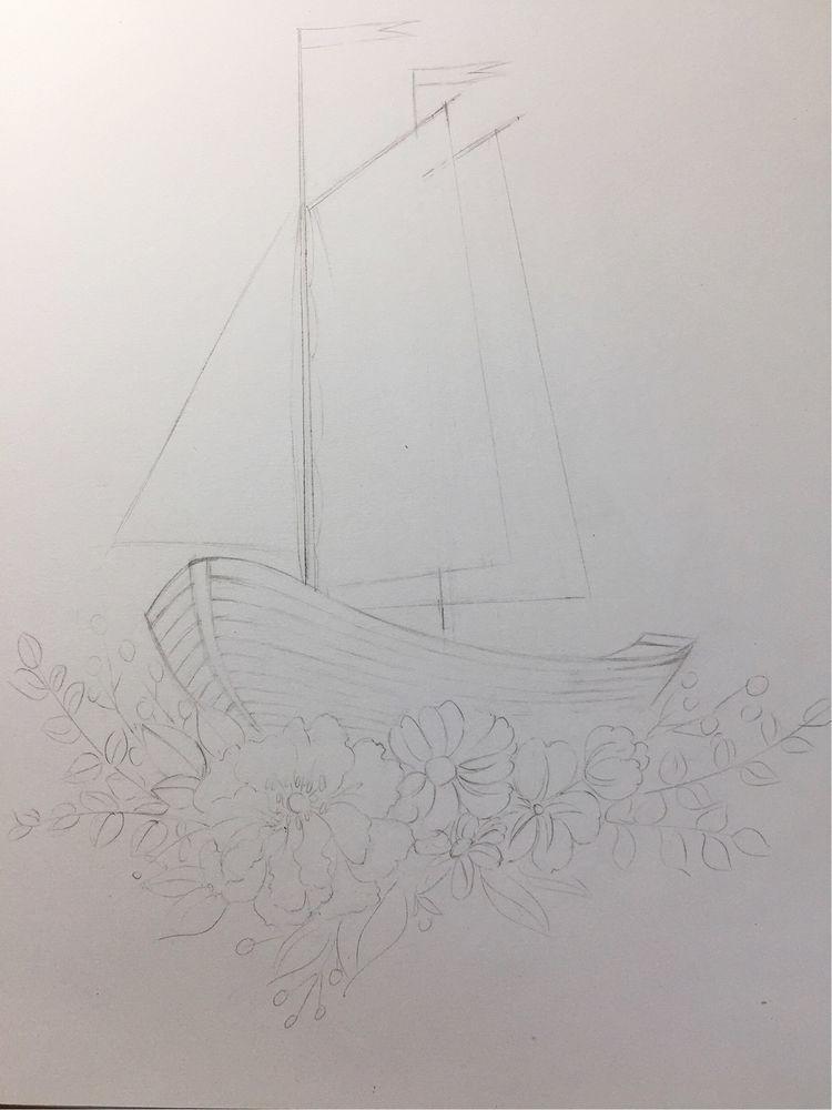 这个国庆坐卡卡西号花船带你出去浪彩铅手绘插画教程