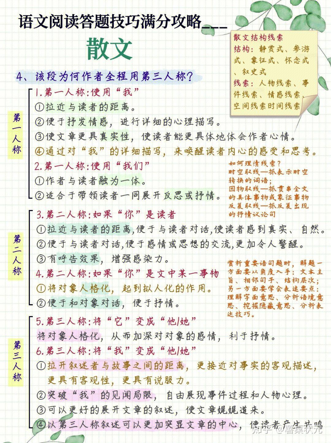 初中学霸笔记之散文阅读理解答题技巧 - 知乎
