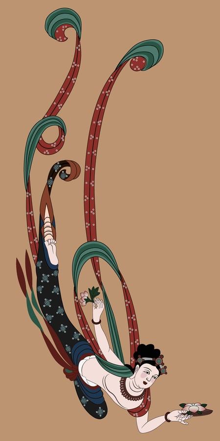 神游千年大美敦煌盛唐39窟涅盘卧佛与壁画佛母奔丧散花飞天翩若惊鸿46