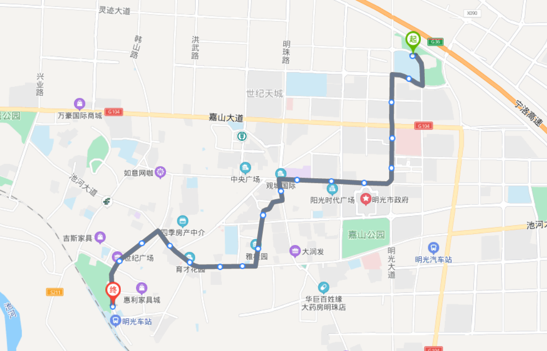 2021年最新安徽明光火車站途經公交車線路乘坐點及其運行時間查詢