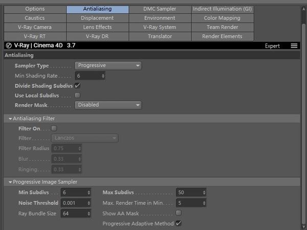 vray for c4d antialiasing