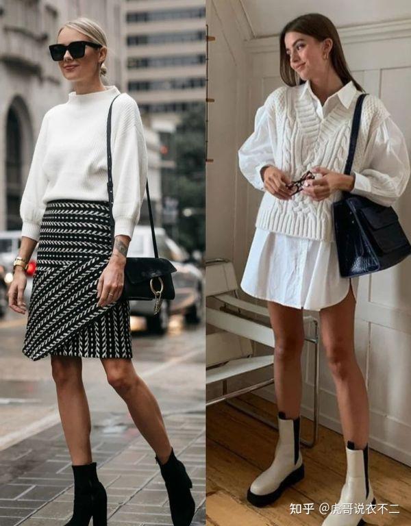 开春白色毛衣关键在下装这几种搭法时髦精都爱温柔时尚又显瘦