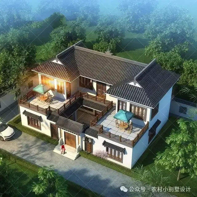 48款二层中式合院别墅,二层新中式四合院农村自建房别墅设计图 - 知乎