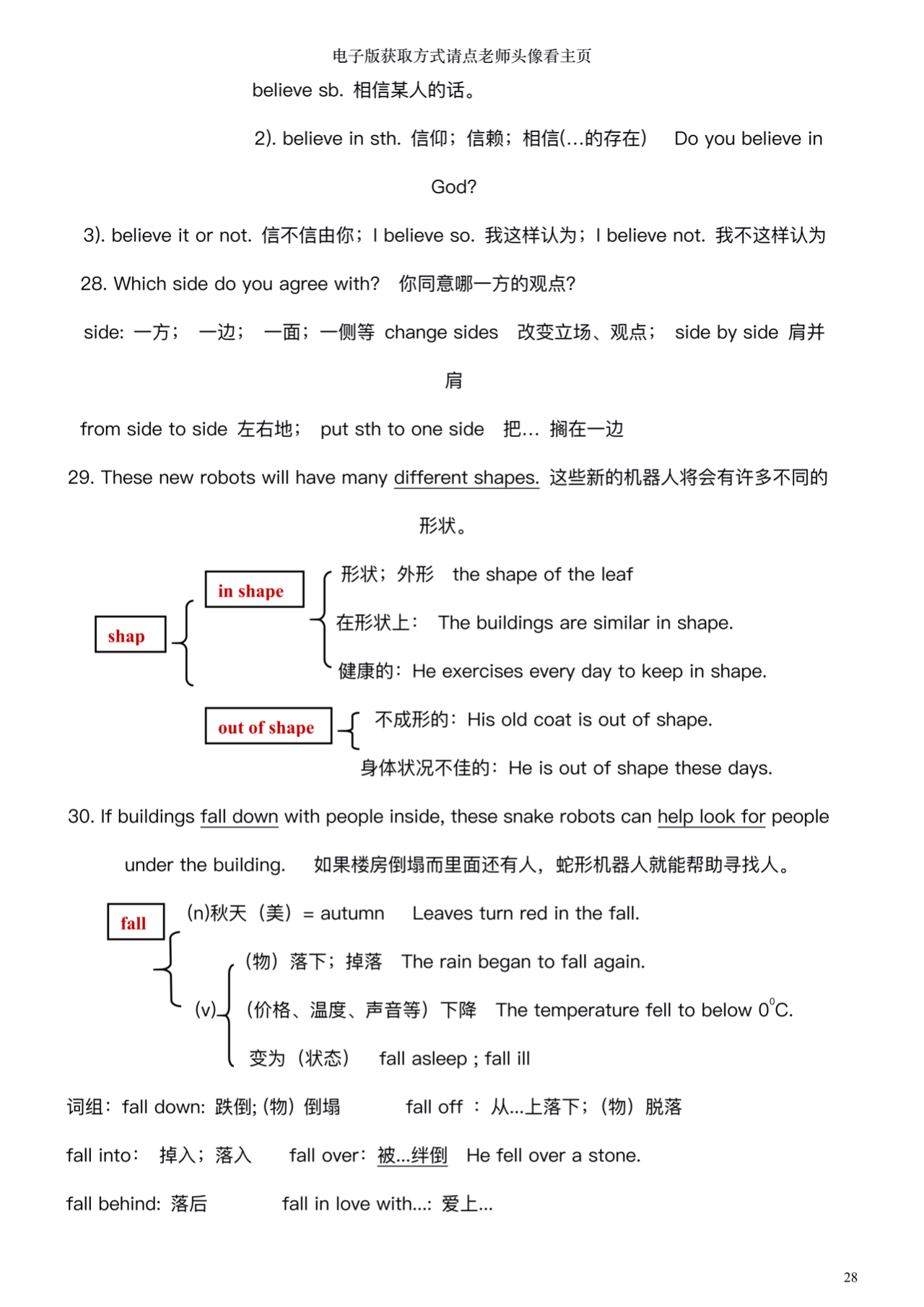 人教版初二八年级上册英语课本知识点总结