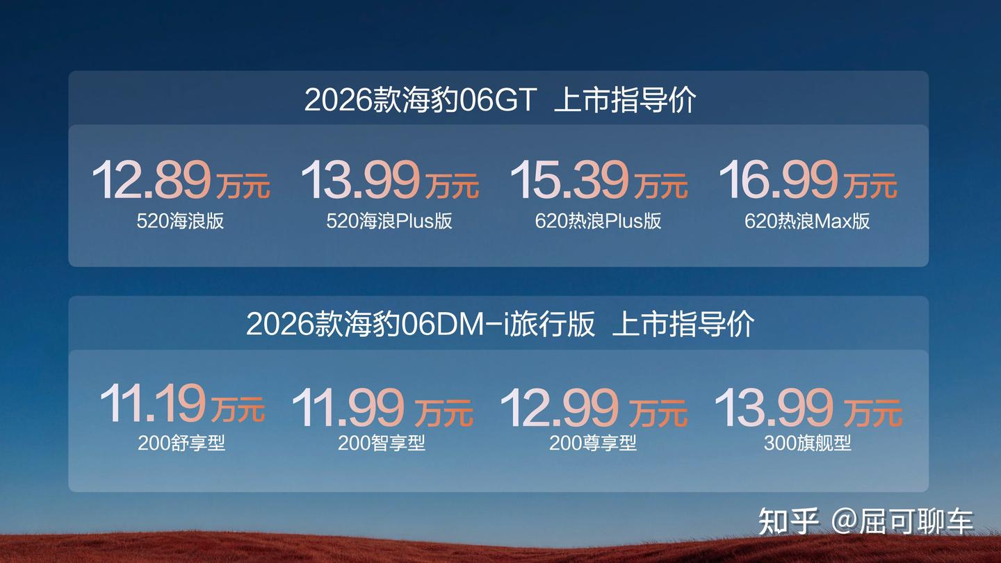 12.89万元起,“年轻人第一台GT”比亚迪2026款海豹06GT上市!
