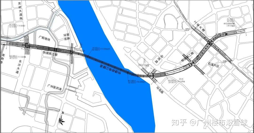 但如意坊放射线,芳村大道快捷化,城市快捷路二期跨江隧道已经火热施工