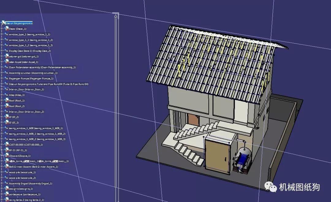 工程机械两层木工车间模型3d图纸stp格式
