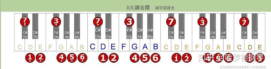 12大调音阶与键盘音名简谱的对应表