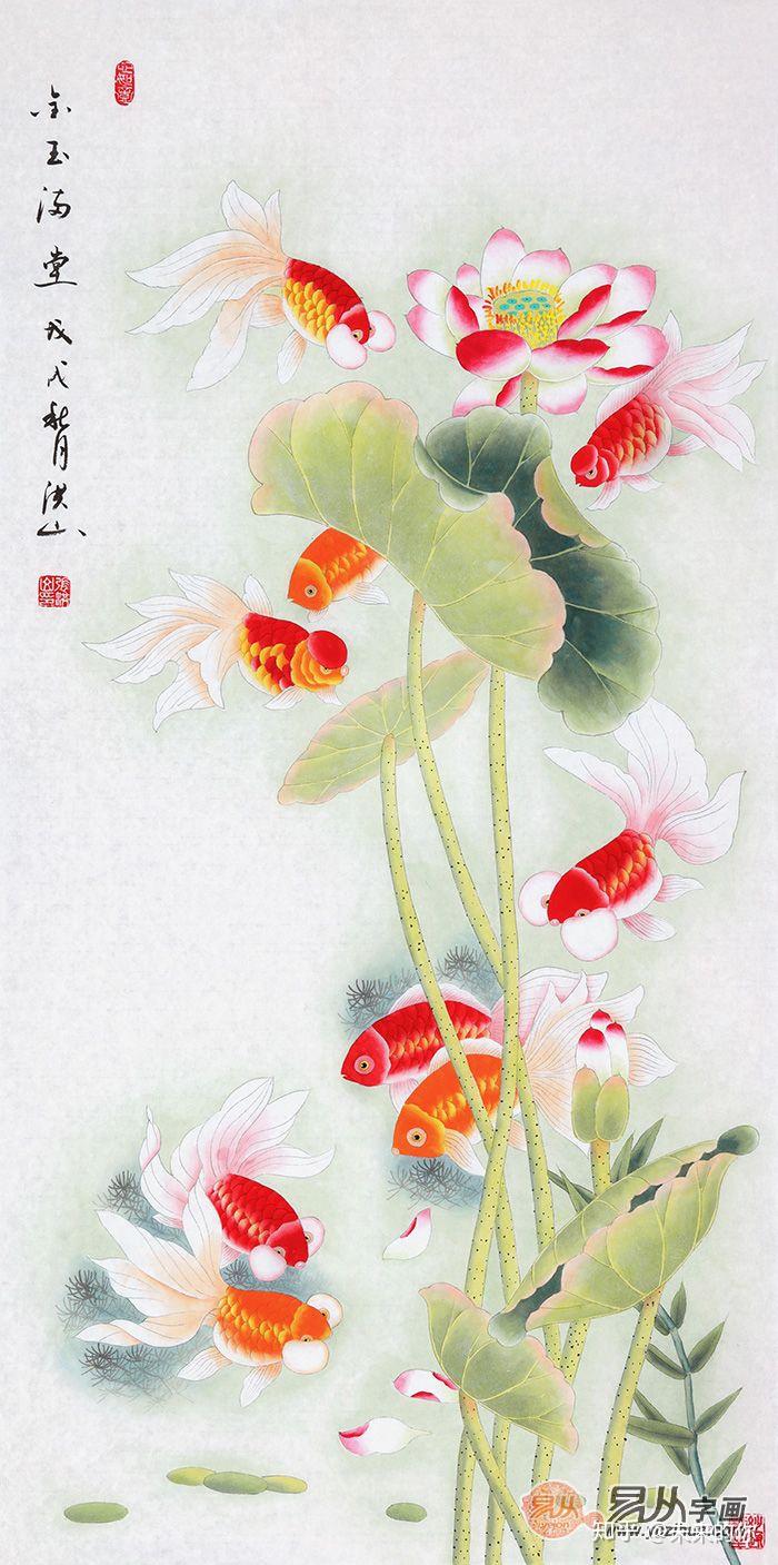 一进门玄关墙挂什么画最好招财九鱼图少不了