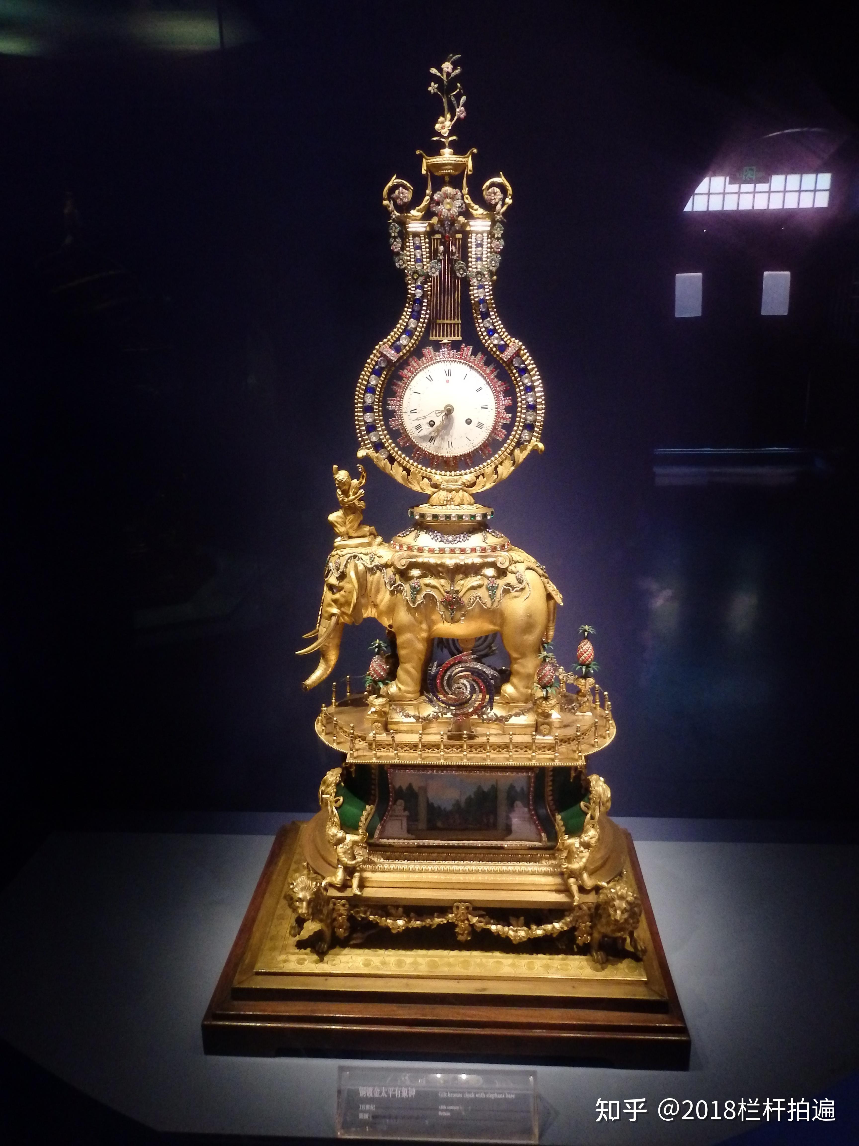 铜镀金人戏狮象驮钟-1780年,英国伦敦约翰·维尔制作北京故宫-钟表馆