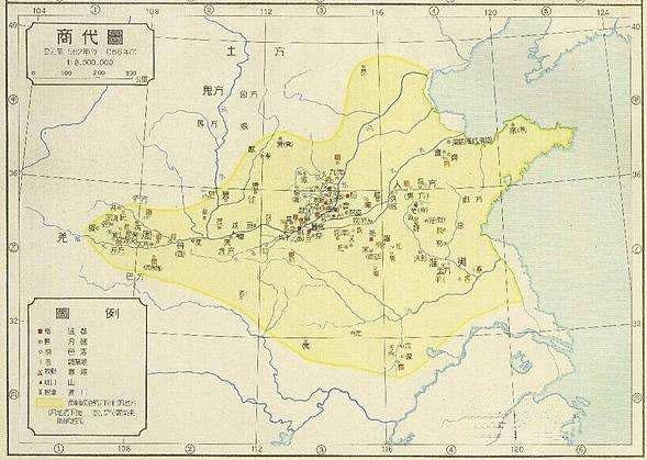 中国主要山脉河流分布图图2:商代地图图3:商代遗址分布图图4:商代迁都