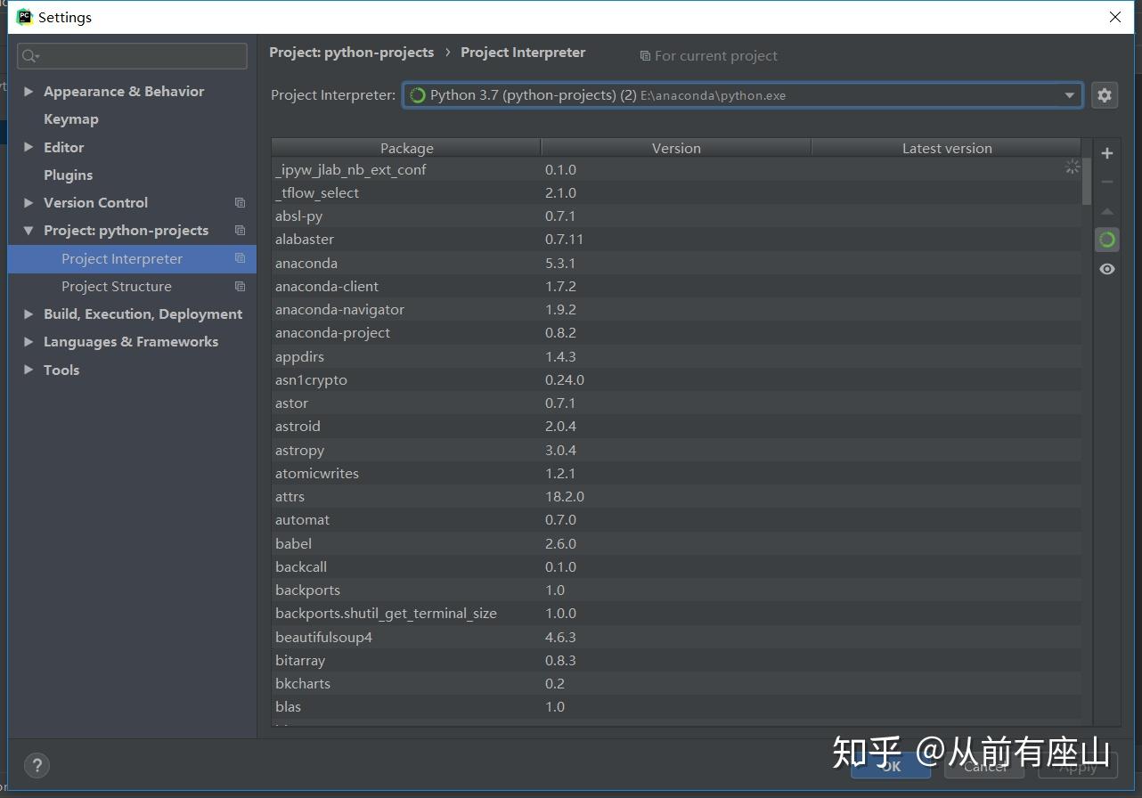 Python anaconda pycharm opencv tensorflow 