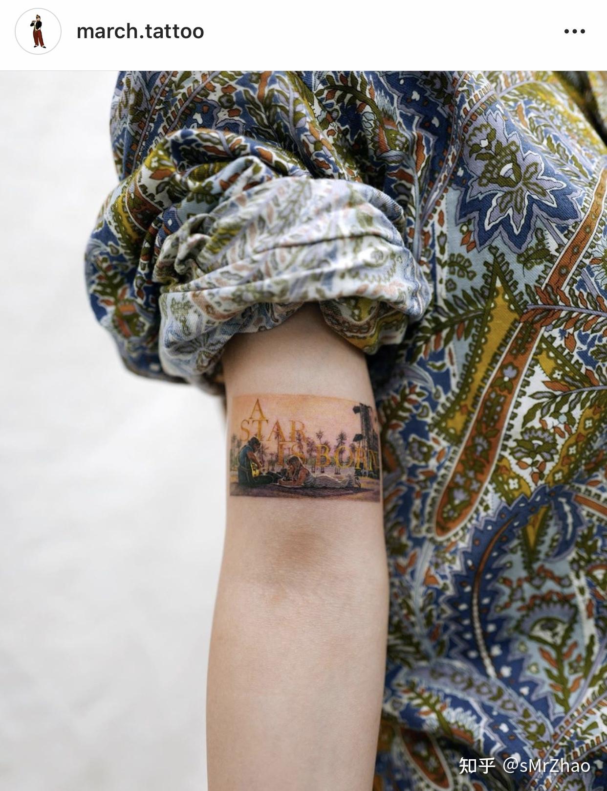smrzhao纹身推荐第244期彩色电影油画精致单针场景写实纹身