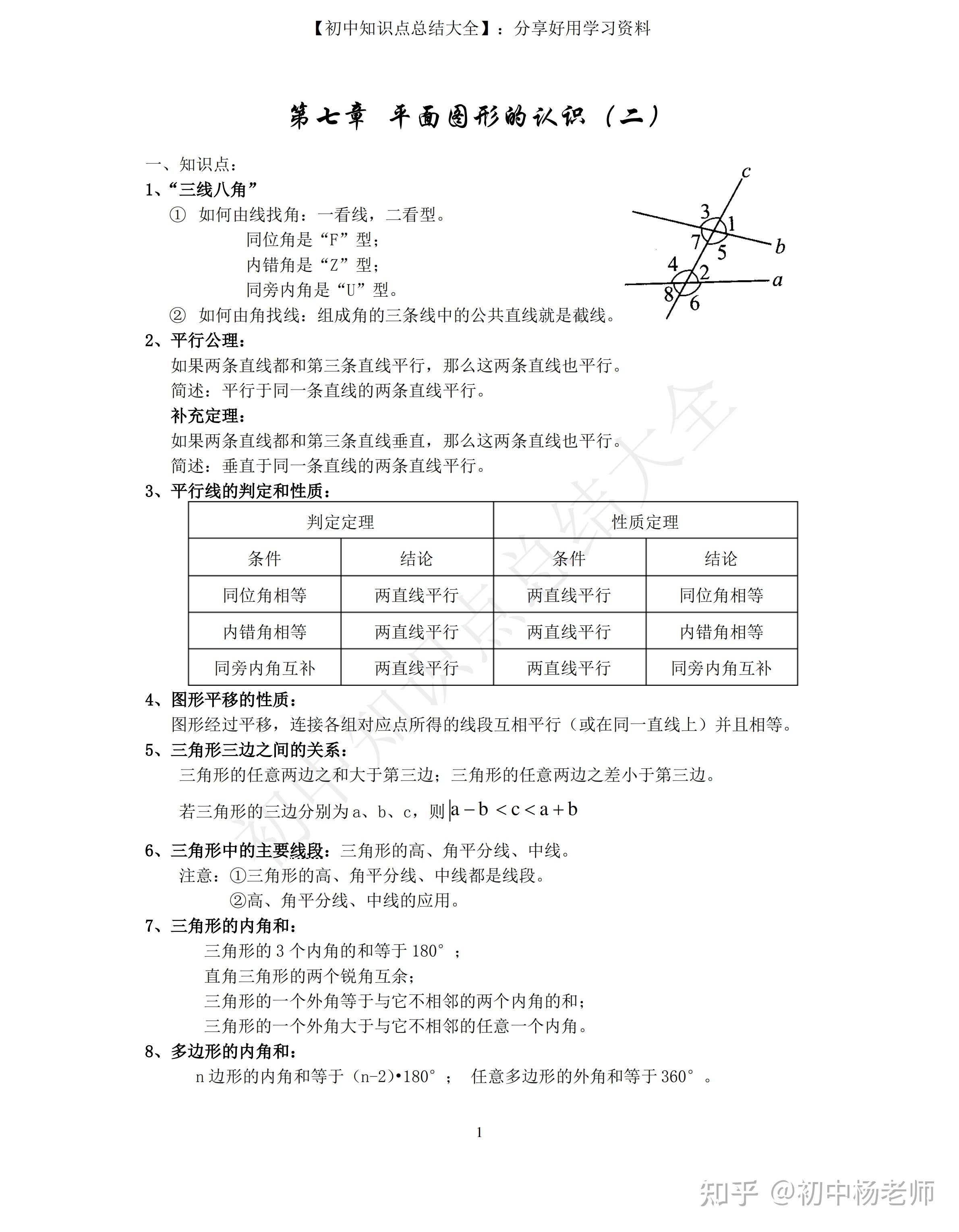 【苏教版】初一七年级数学下册知识点总结 - 知乎