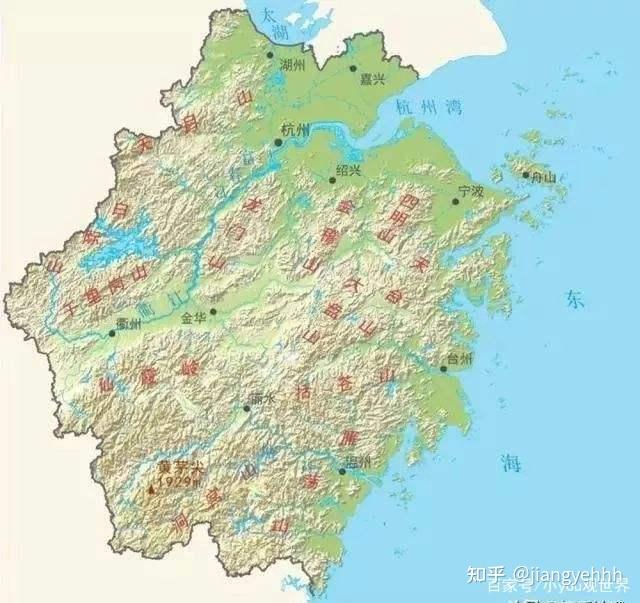 浙南山地,浙西丘陵,浙东丘陵,东南沿海平原五大地形区,浙江山地和丘陵